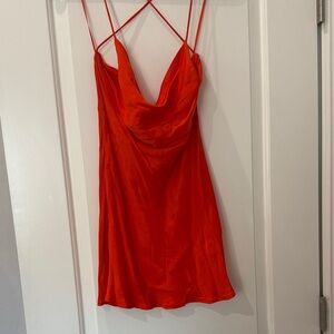 Orange Strappy Cowl Neck Mini Dress